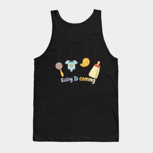 t shirt baby is coming cute baby Tank Top